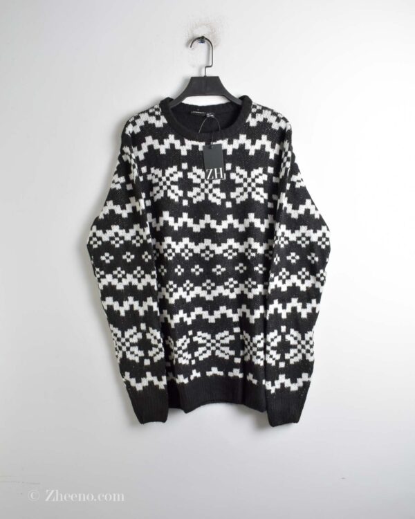 بافت وینتیج مشکی طرح دار - Image 3