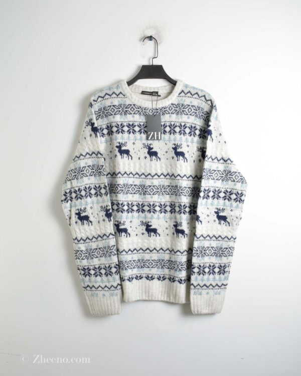 بافت وینتیج سفید طرح گوزن - Image 3