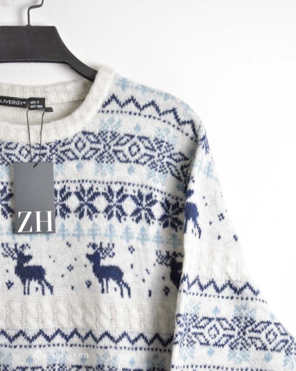 بافت وینتیج سفید طرح گوزن - Image 4