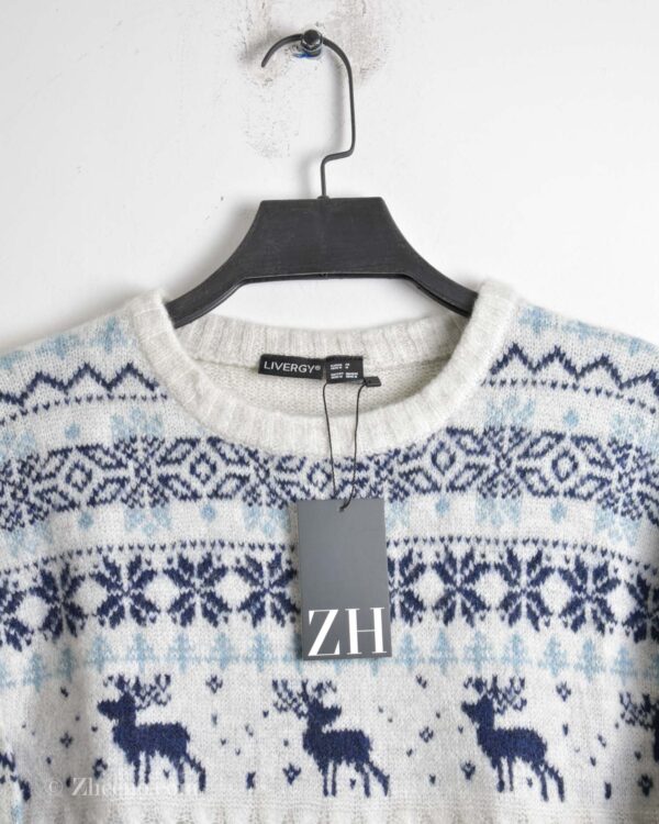 بافت وینتیج سفید طرح گوزن - Image 5