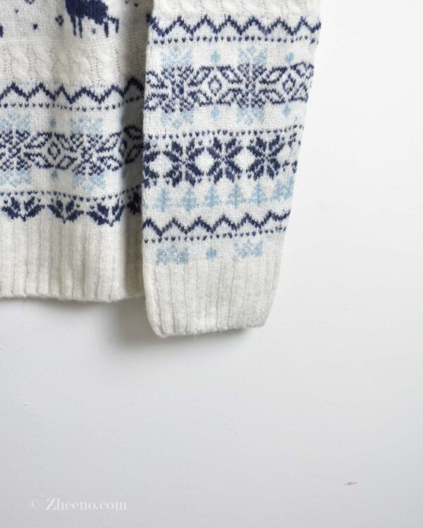 بافت وینتیج سفید طرح گوزن - Image 6