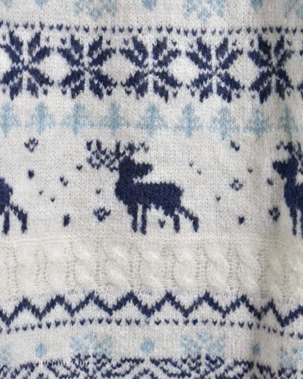 بافت وینتیج سفید طرح گوزن - Image 7