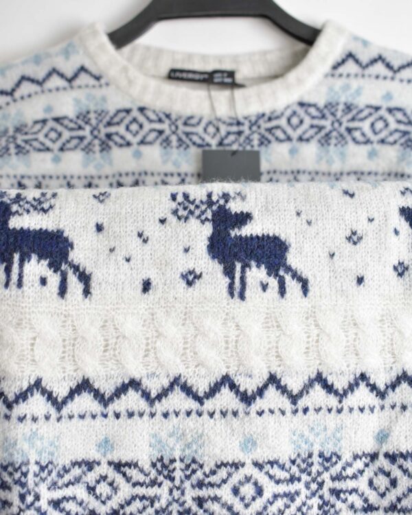 بافت وینتیج سفید طرح گوزن - Image 9