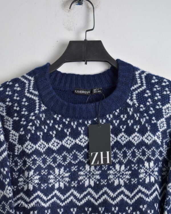 بافت وینتیج سرمه ای طرح دار - Image 5