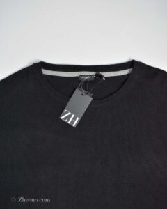 بافت یقه گرد مشکی ساده Livergy