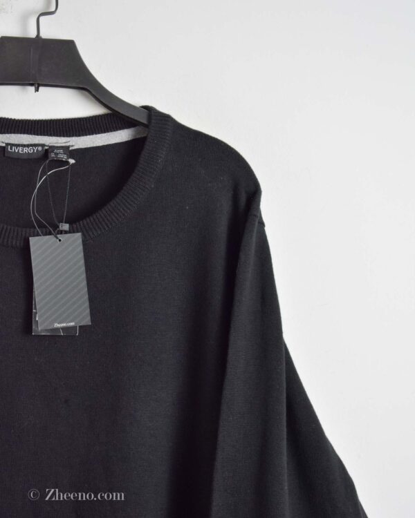 بافت یقه گرد مشکی ساده Livergy