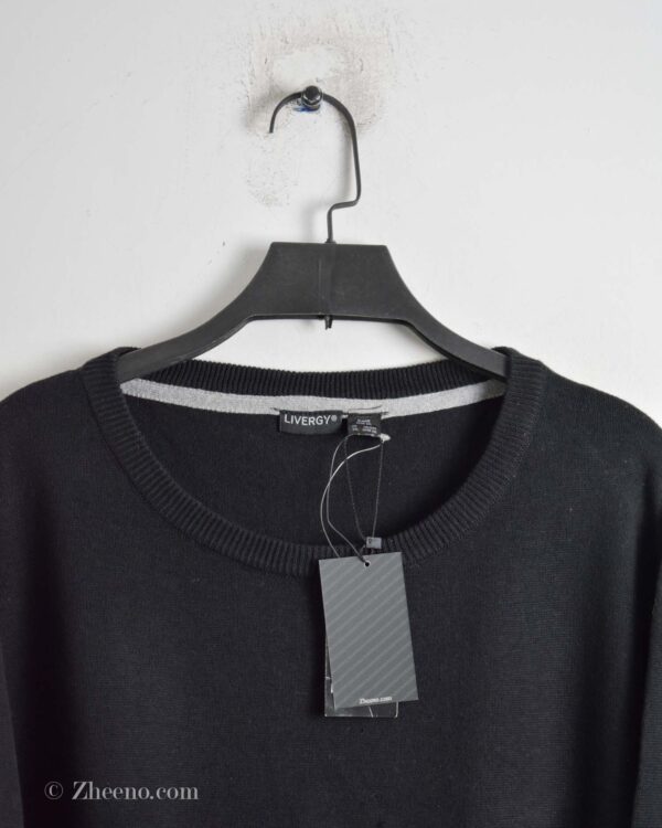بافت یقه گرد مشکی ساده Livergy