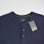 بافت یقه گرد سه دکمه سرمه ای تیره Livergy