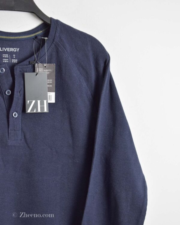 بافت یقه گرد سه دکمه سرمه ای تیره Livergy