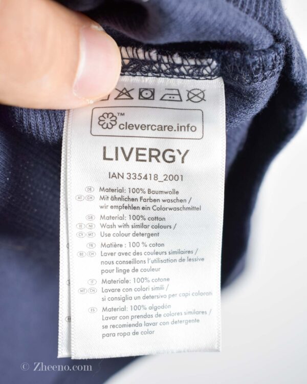 بافت یقه گرد سه دکمه سرمه ای تیره Livergy