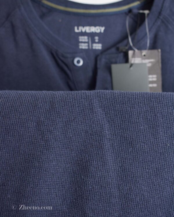 بافت یقه گرد سه دکمه سرمه ای تیره Livergy