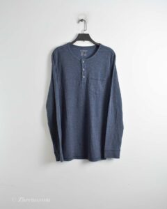 بافت نازک آبی دودی یقه گرد سه دکمه Livergy