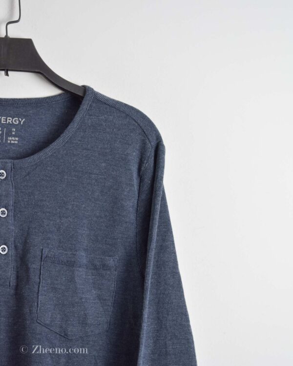 بافت نازک آبی دودی یقه گرد سه دکمه Livergy