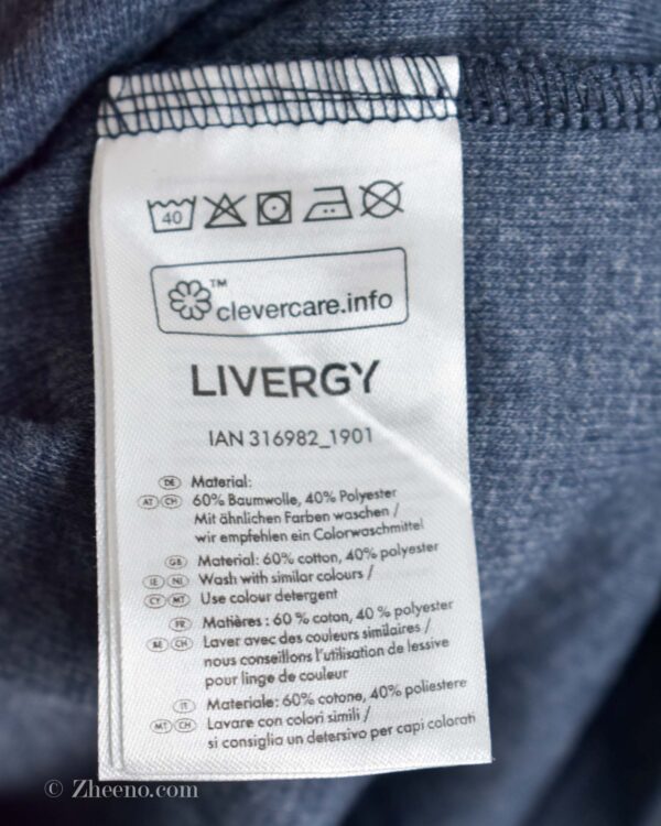 بافت نازک آبی دودی یقه گرد سه دکمه Livergy