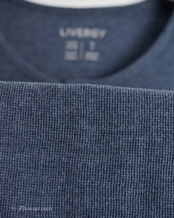 بافت نازک آبی دودی یقه گرد سه دکمه Livergy