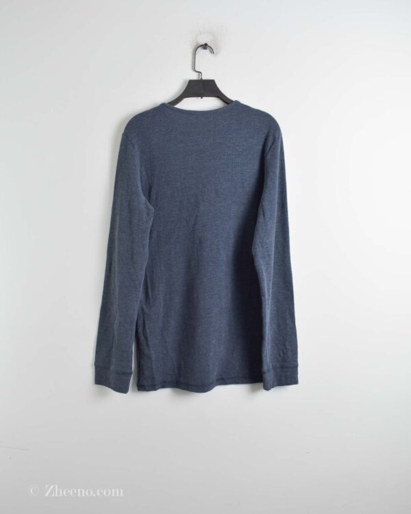 بافت نازک آبی دودی یقه گرد سه دکمه Livergy