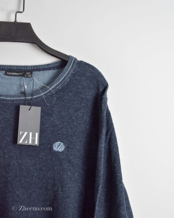 بافت نازک یقه گرد سرمه ای تیره Livergy