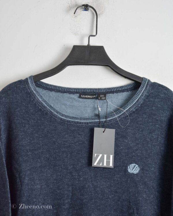 بافت نازک یقه گرد سرمه ای تیره Livergy