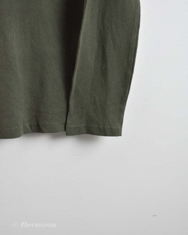 بافت نازک یقه هفت ساده سبز زیتونی