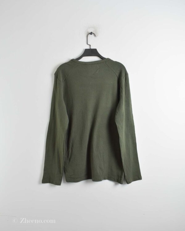 بافت نازک یقه هفت ساده سبز زیتونی