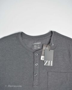 بافت نازک یقه گرد سه دکمه خاکستری