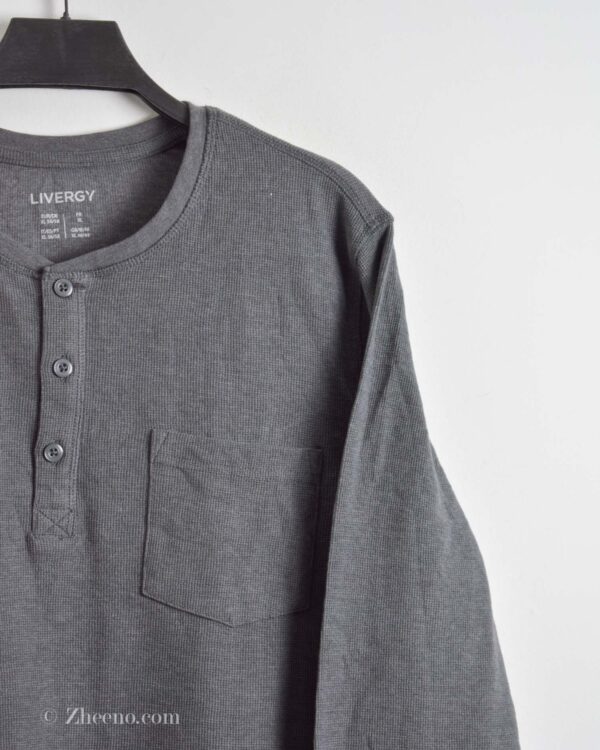 بافت نازک یقه گرد سه دکمه خاکستری