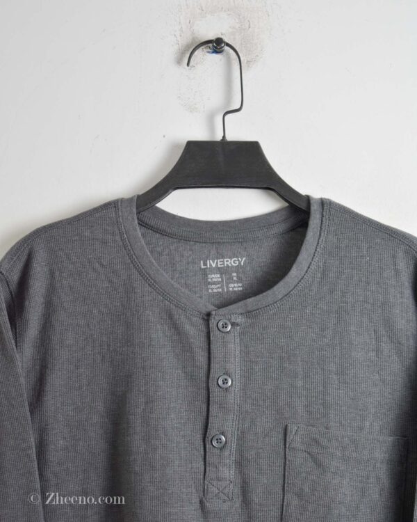 بافت نازک یقه گرد سه دکمه خاکستری