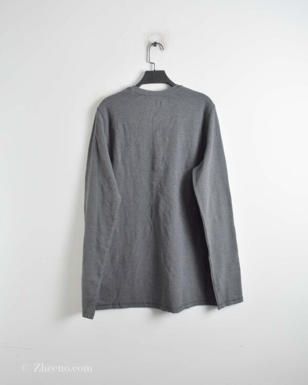 بافت نازک یقه گرد سه دکمه خاکستری