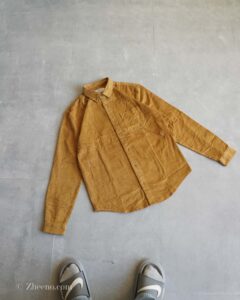 پیراهن کبریتی آستین بلند خردلی