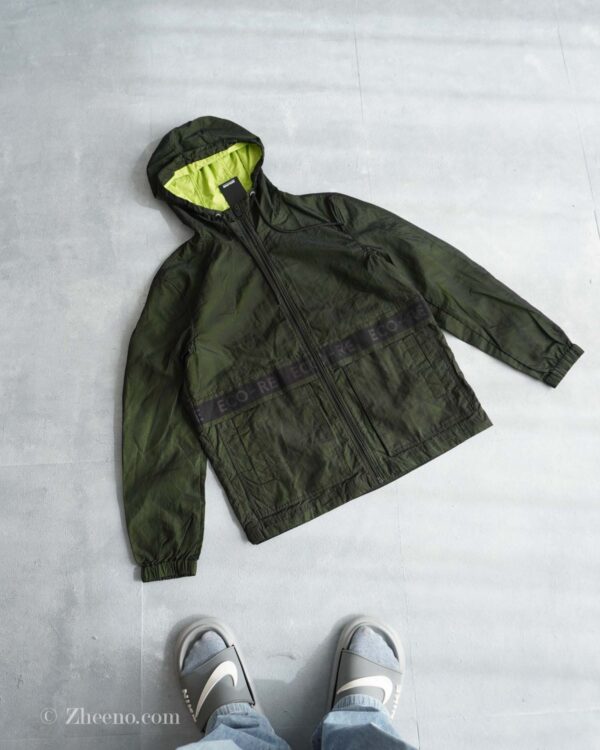جکت بادگیر کلاه دار سبز تیره Jack&Jones
