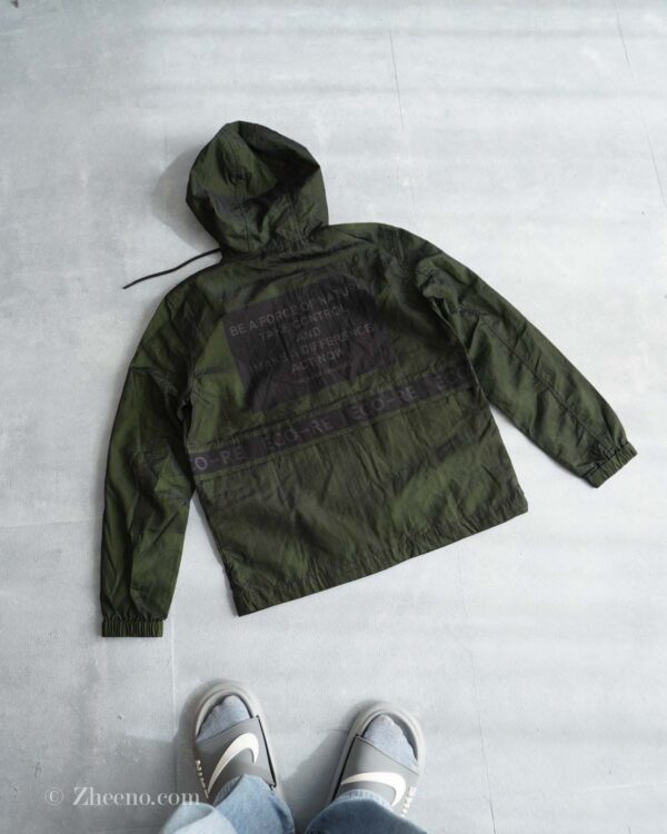 جکت بادگیر کلاه دار سبز تیره Jack&Jones