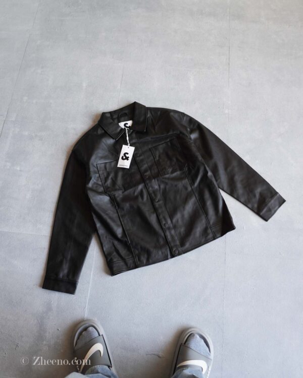 جکت چرم مشکی ساده Jack&Jones