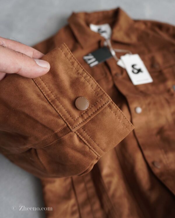 جکت چرم جیر قهوه ای ساده Jack&Jones