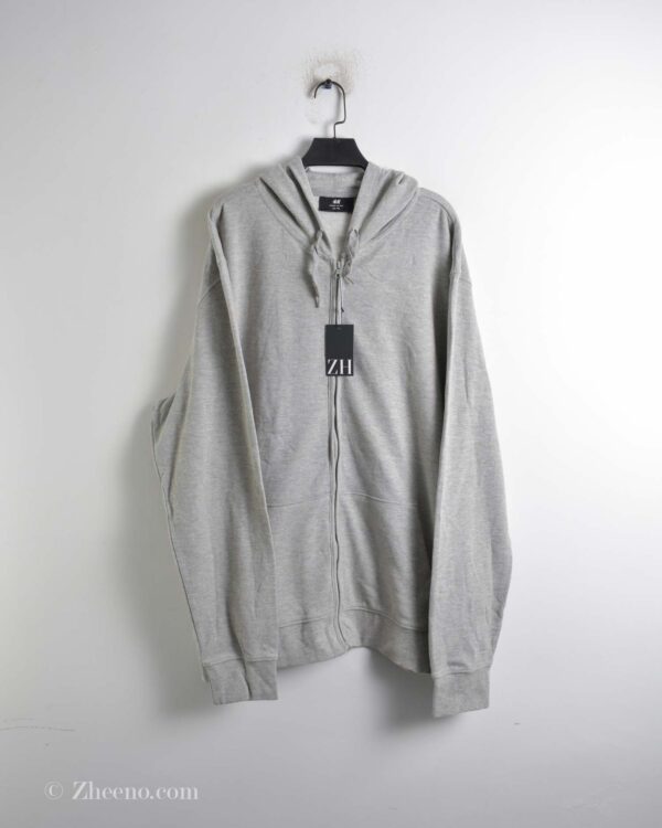 سویشرت کلاه دار طوسی روشن ساده H&M