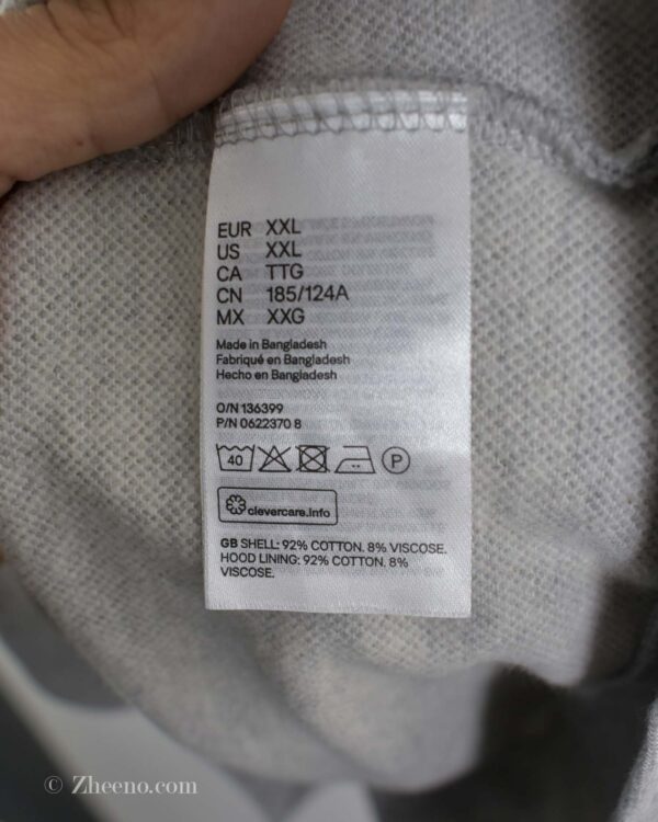 سویشرت کلاه دار طوسی روشن ساده H&M