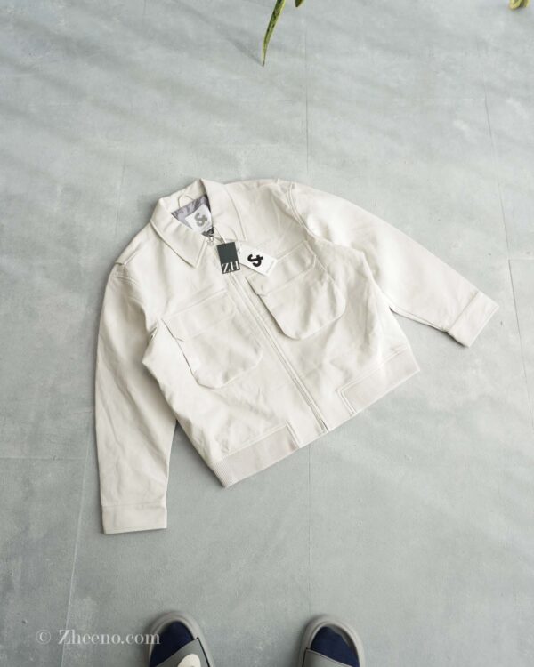 بامبر جکت چرم طوسی روشن Jack&Jones