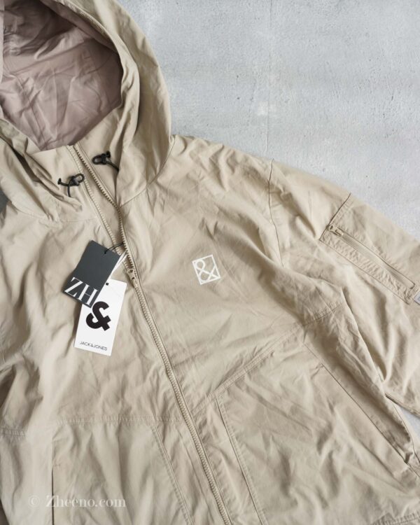 جکت بارانی کلاه دار خاکی Jack&Jones