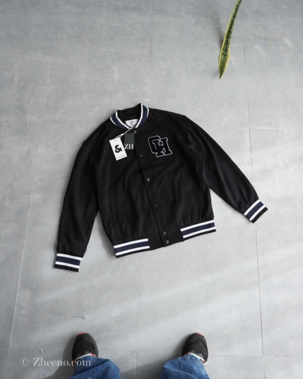 بامبر جکت مشکی یقه سرمه ای Jack&Jones