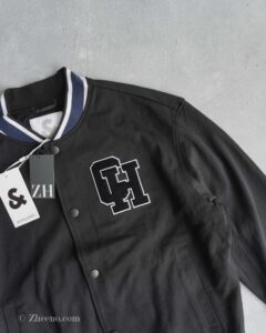 بامبر جکت مشکی یقه سرمه ای Jack&Jones