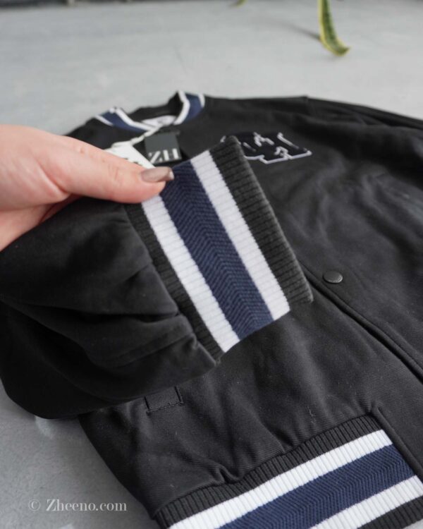 بامبر جکت مشکی یقه سرمه ای Jack&Jones