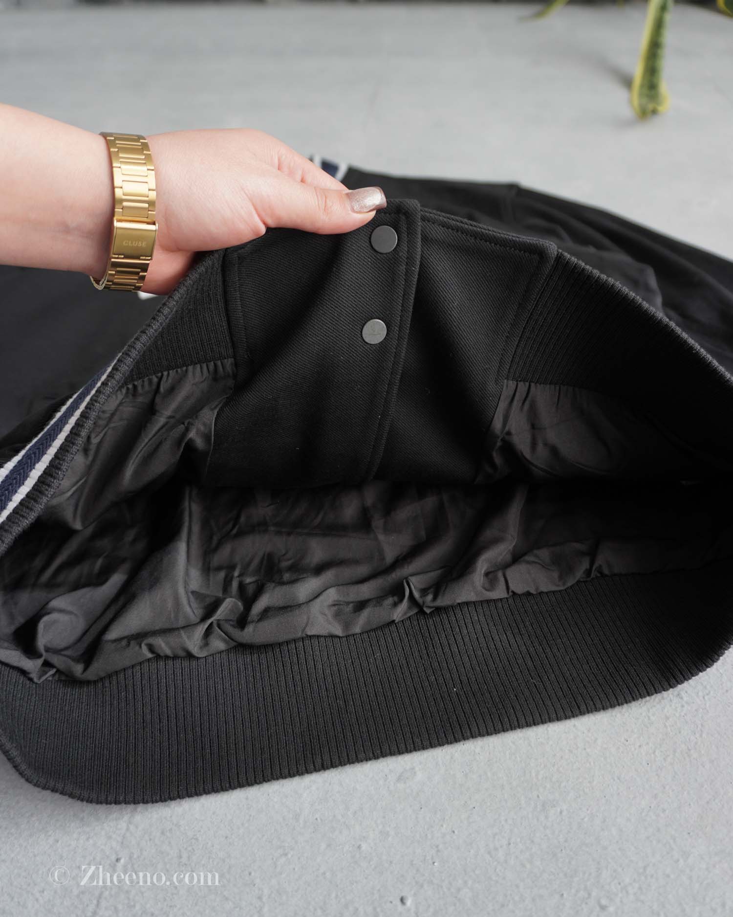 17616477193951671 بامبر جکت مشکی یقه سرمه ای Jack&Jones