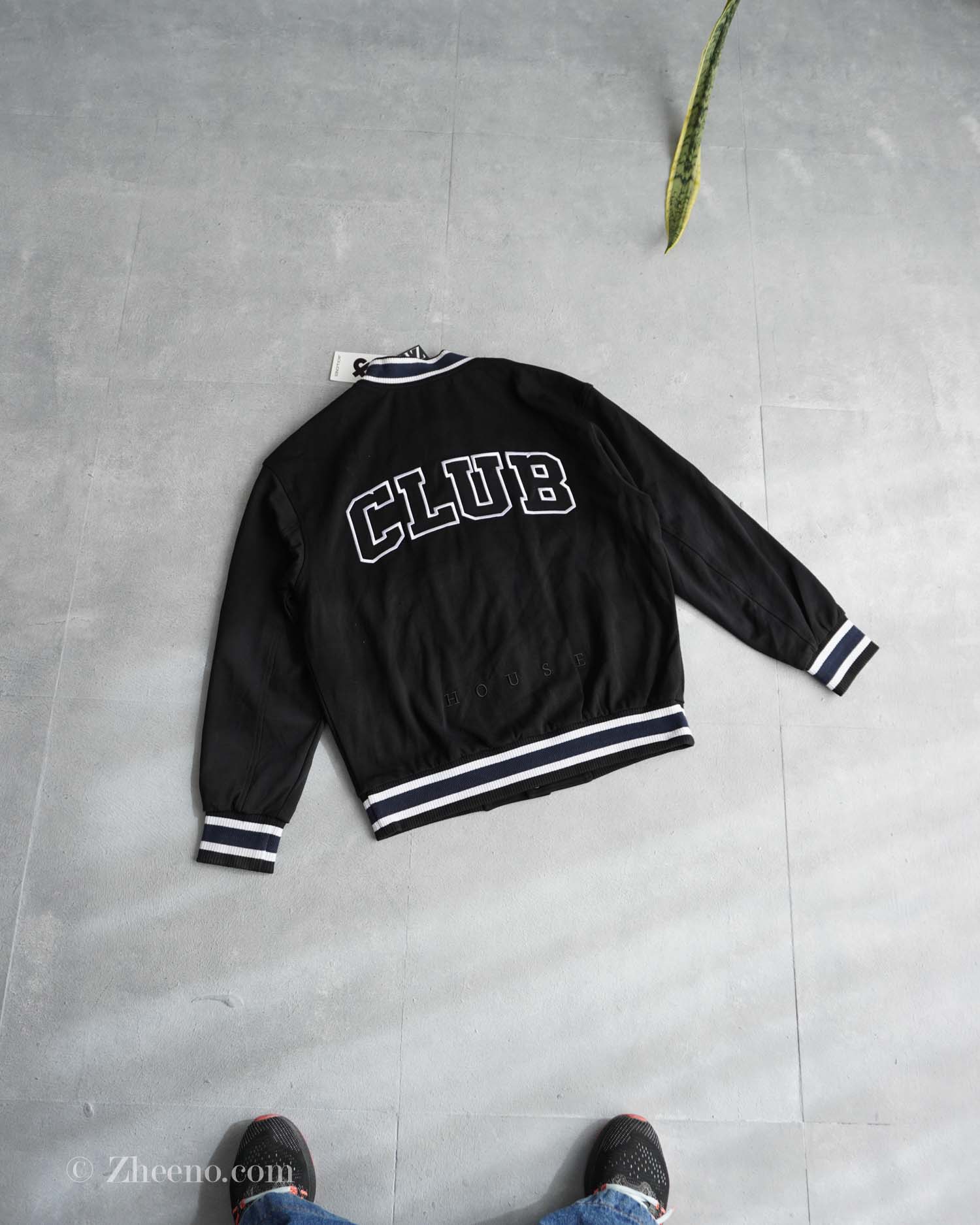 17616477196658295 بامبر جکت مشکی یقه سرمه ای Jack&Jones