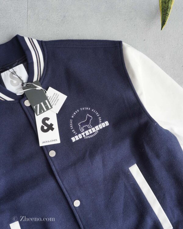 بامبر جکت سرمه ای آستین چرم Jack&Jones