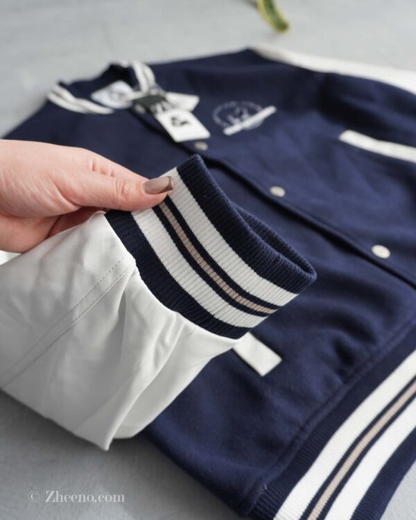 بامبر جکت سرمه ای آستین چرم Jack&Jones