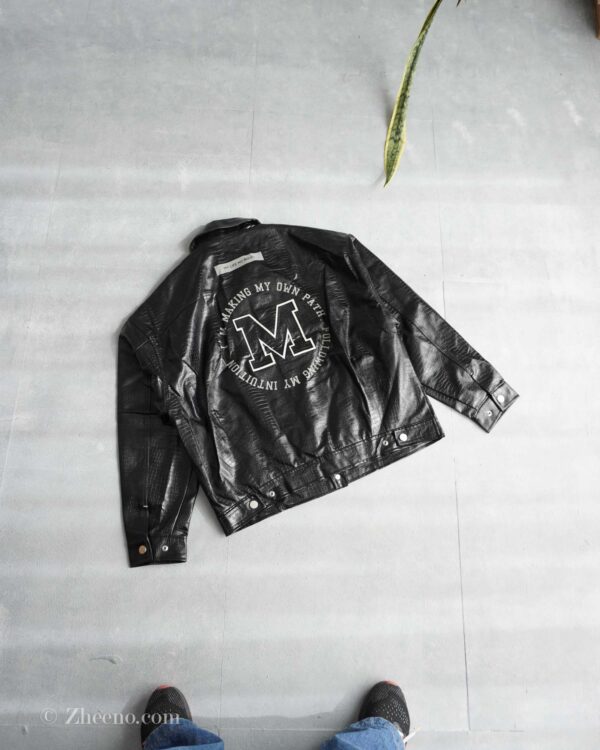 بامبر جکت چرم طرح دار MLMR