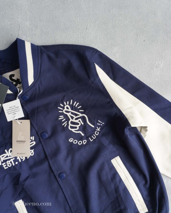 بامبر جکت سرمه ای آستین چرم Jack&Jones