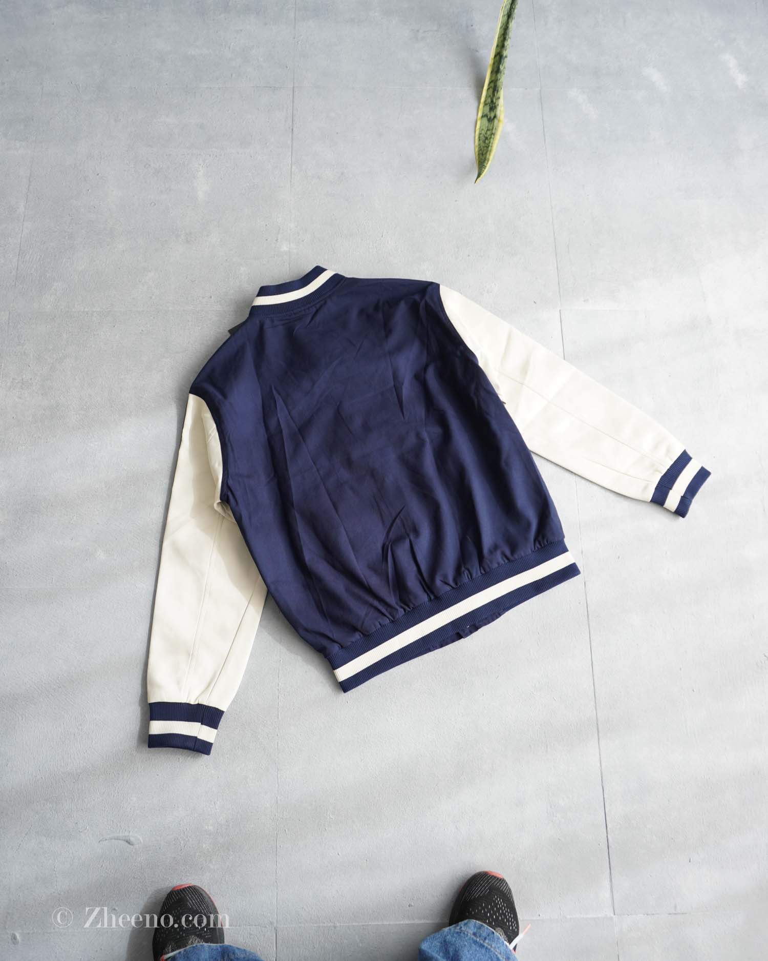 17616483943895380 بامبر جکت سرمه ای آستین چرم Jack&Jones