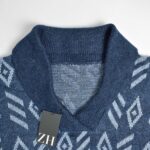 بافت وینتیج یقه دار آبی