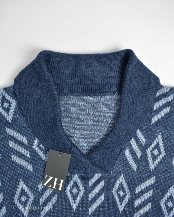 بافت وینتیج یقه دار آبی