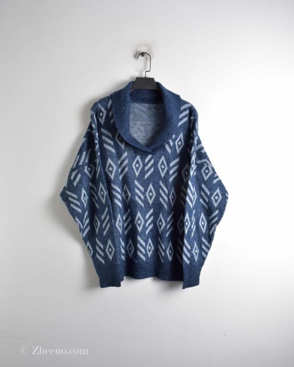 بافت وینتیج یقه دار آبی